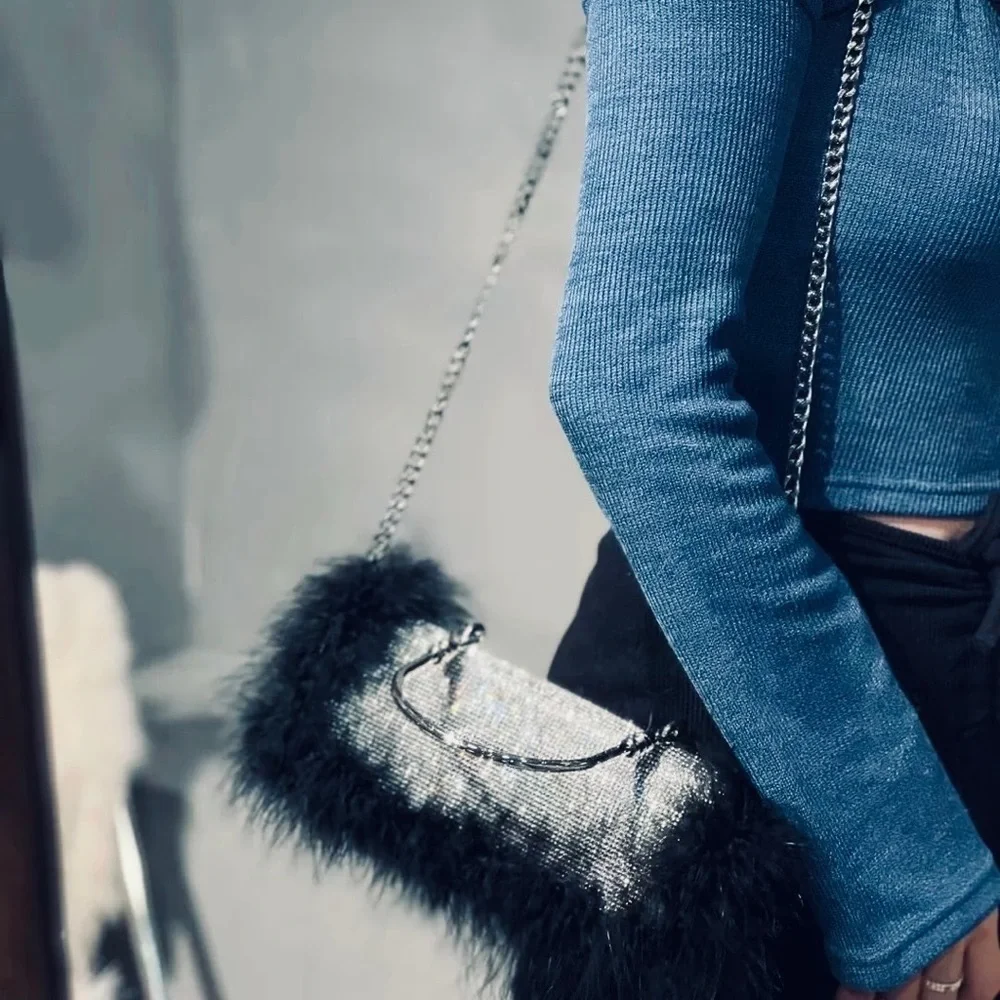 Feather Embellished Handbag